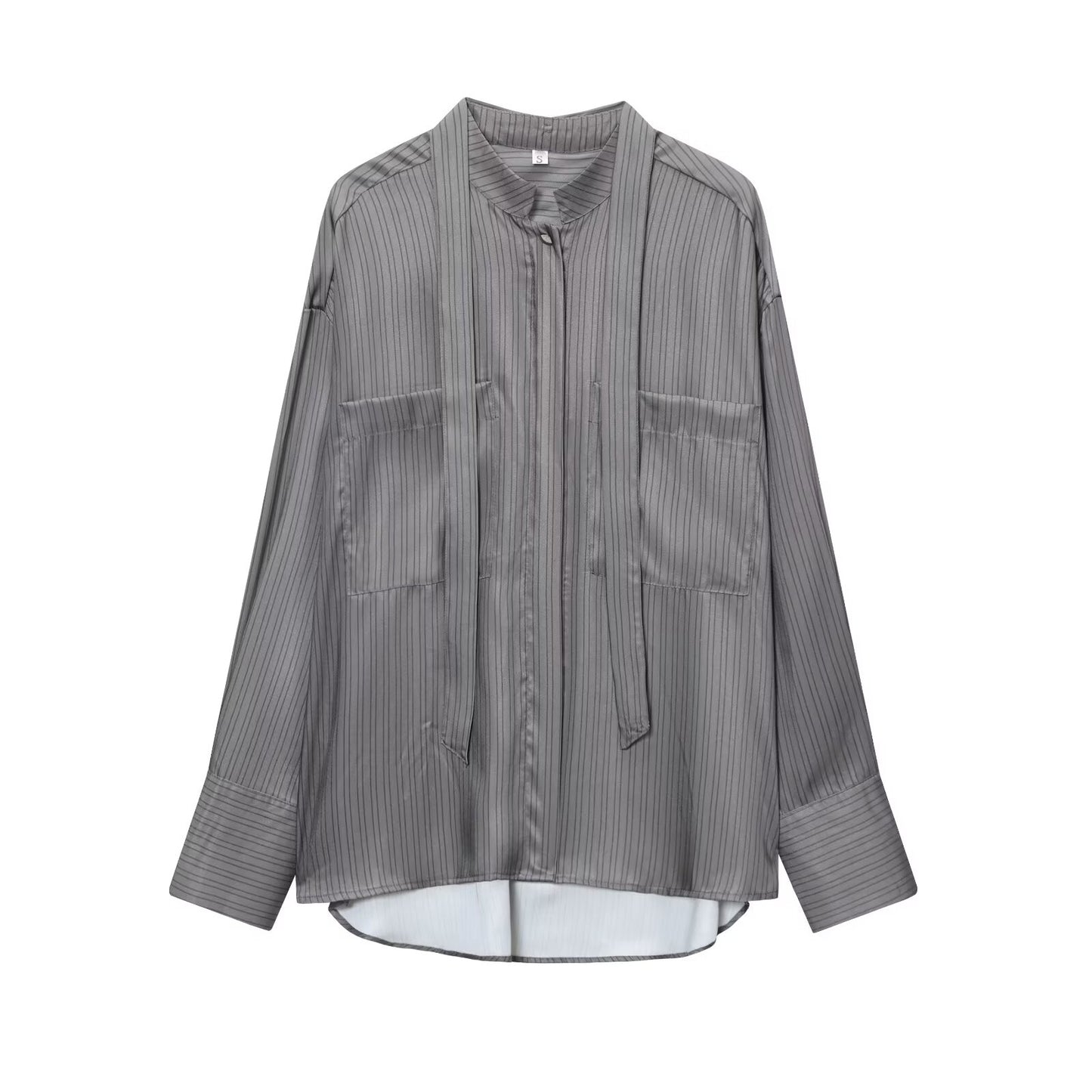 Women's new bow decoration casual striped shirt
