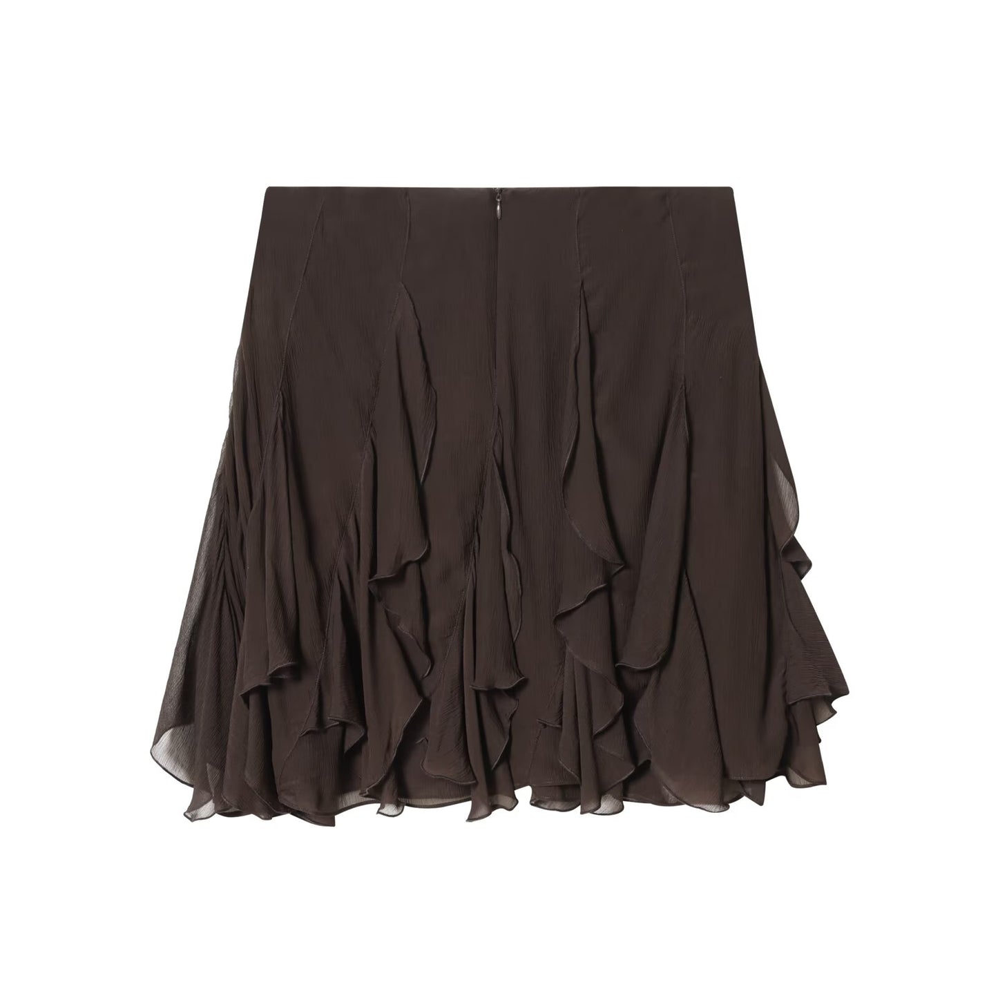 Women's asymmetrical ruffle edge draped mini skirt