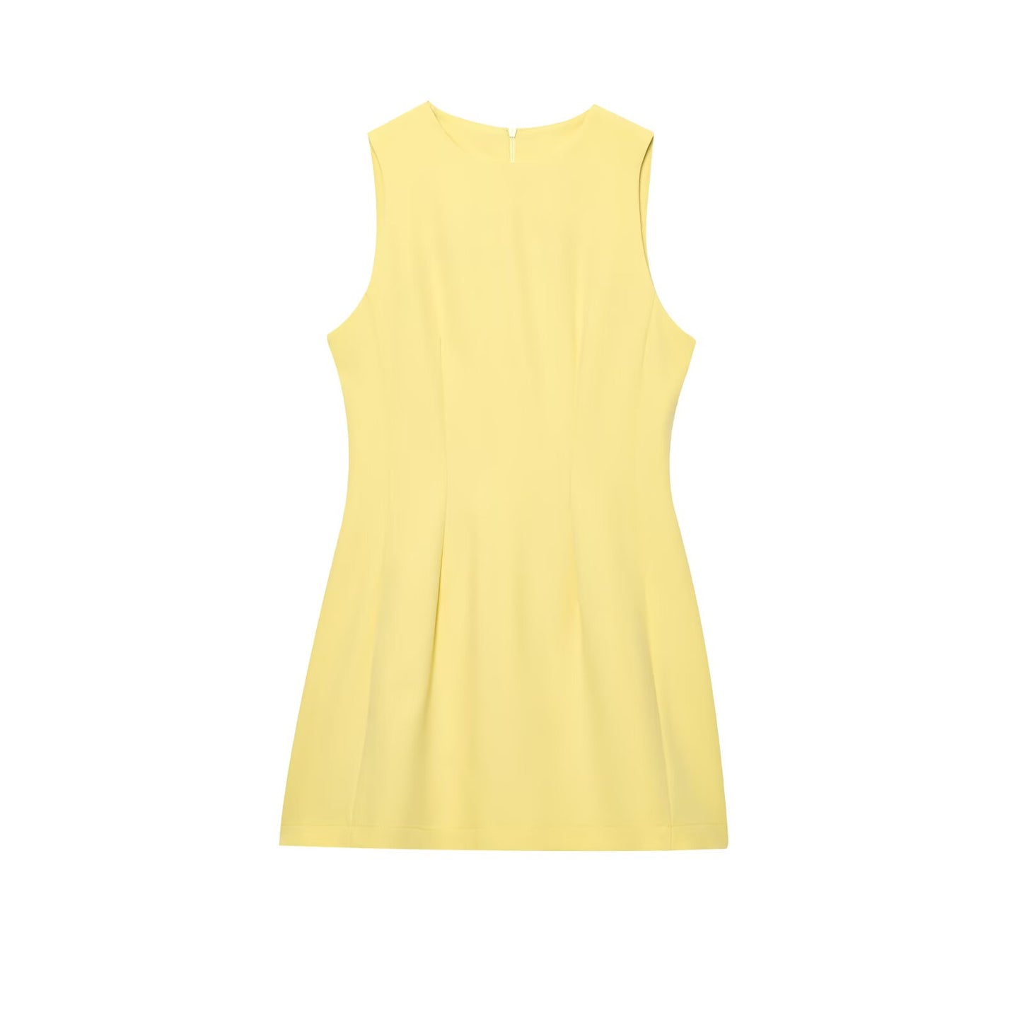 Women's O Neck fluffy sleeveless mini dress