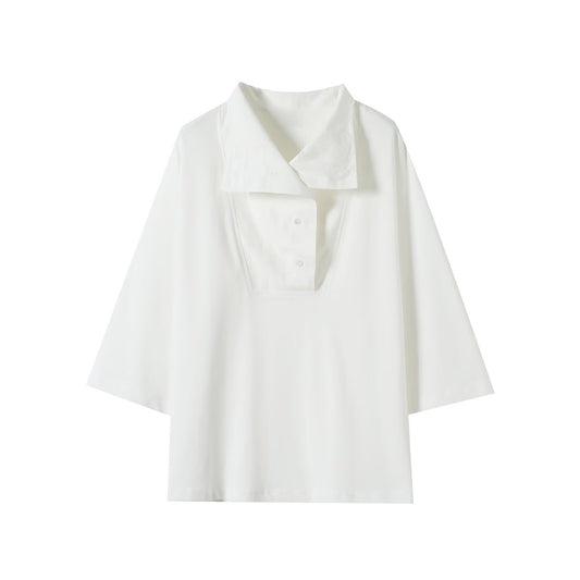 Women's new fashion white high neck nine quarter sleeved shirt