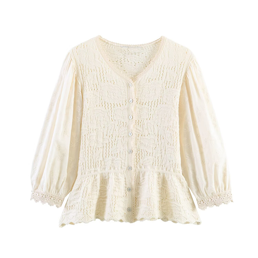 Women's seven quarter sleeve patchwork knit Coat