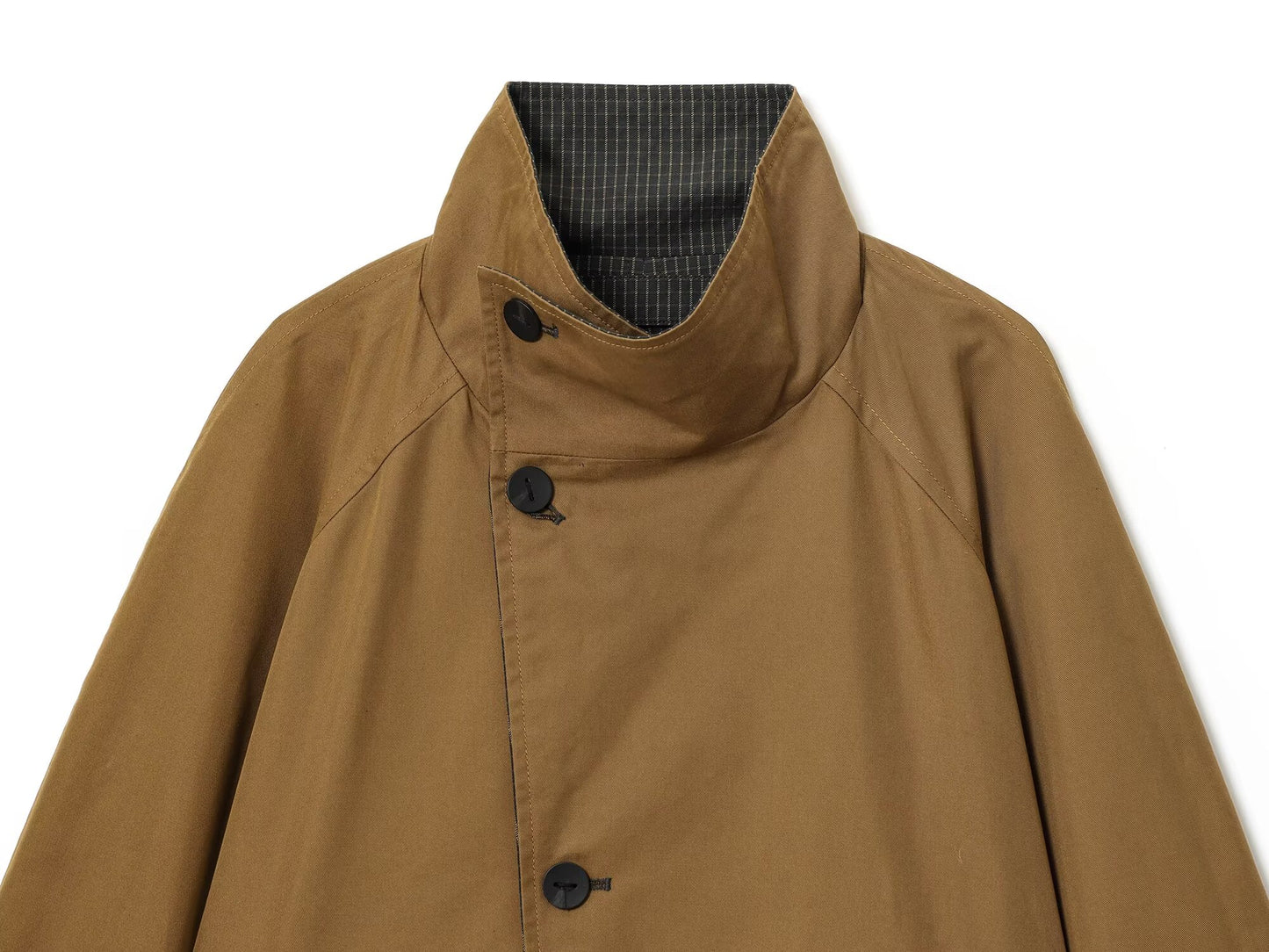 Women's short double-sided wear plaid windbreaker Coat