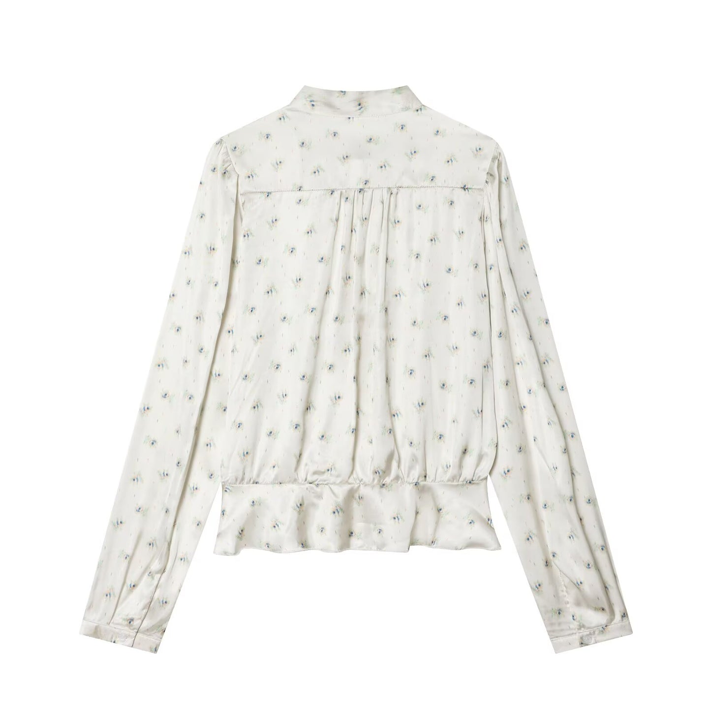 Women's bow decoration printed shirt