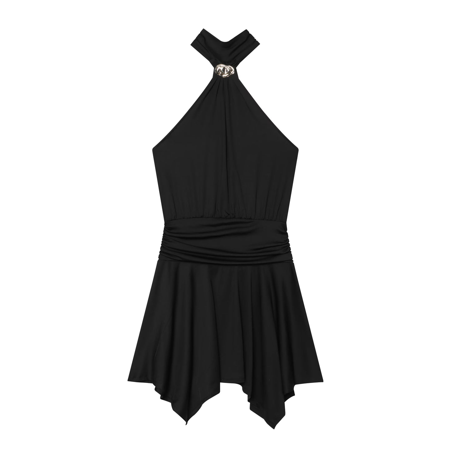 Women's backless printed halter neck dress