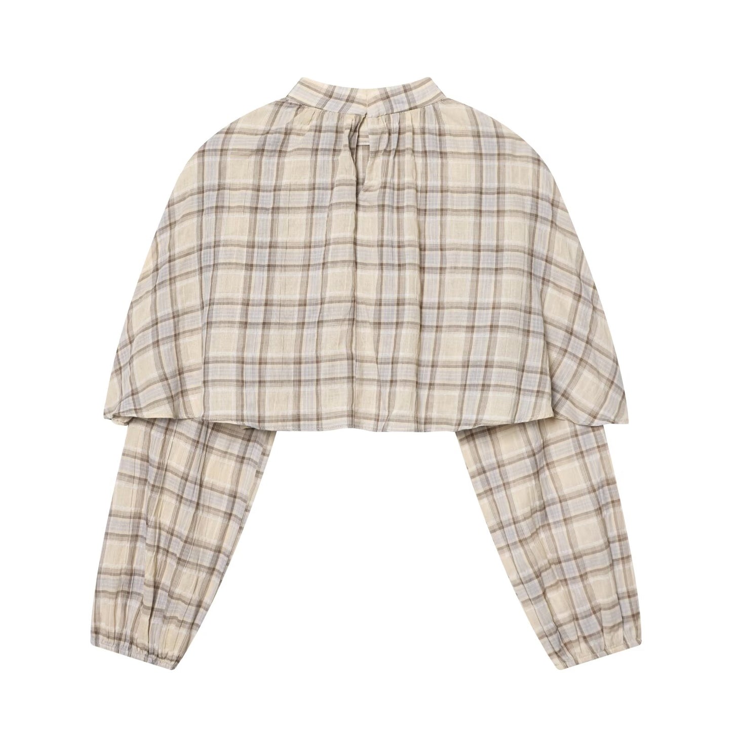 Women's Layered Decorative Short Plaid Top