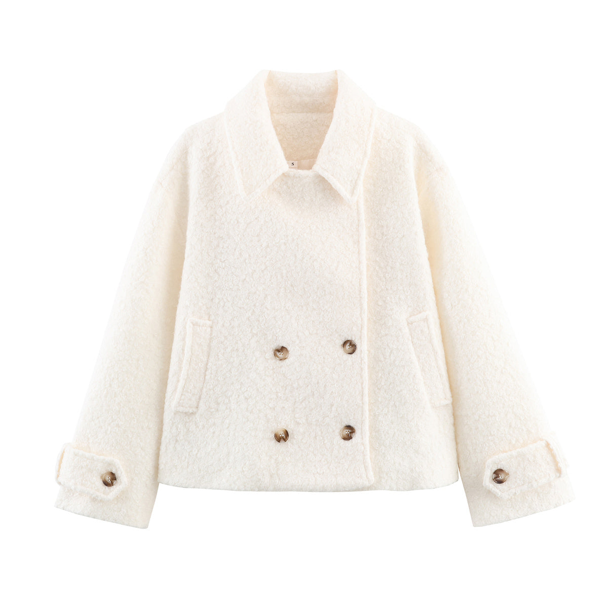 Women's loose double breasted looped fleece Coat