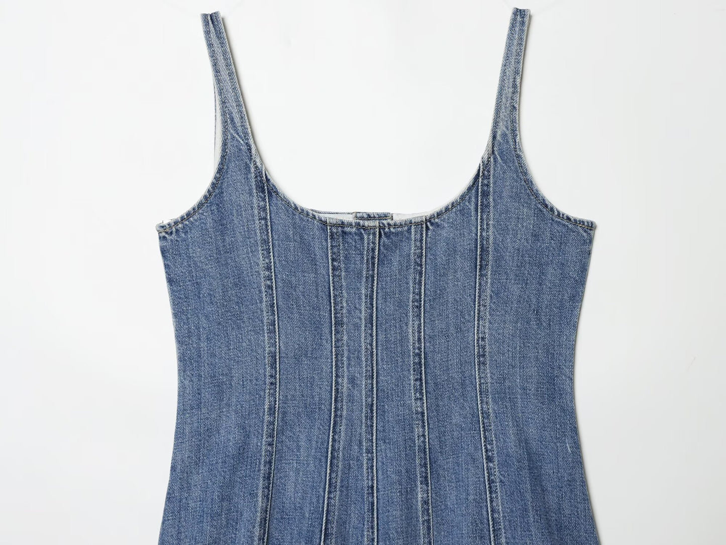 Women's retro buckle suspender denim dress