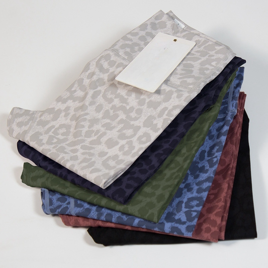 LU women's new Leopard-print skinny nude fitness training pants