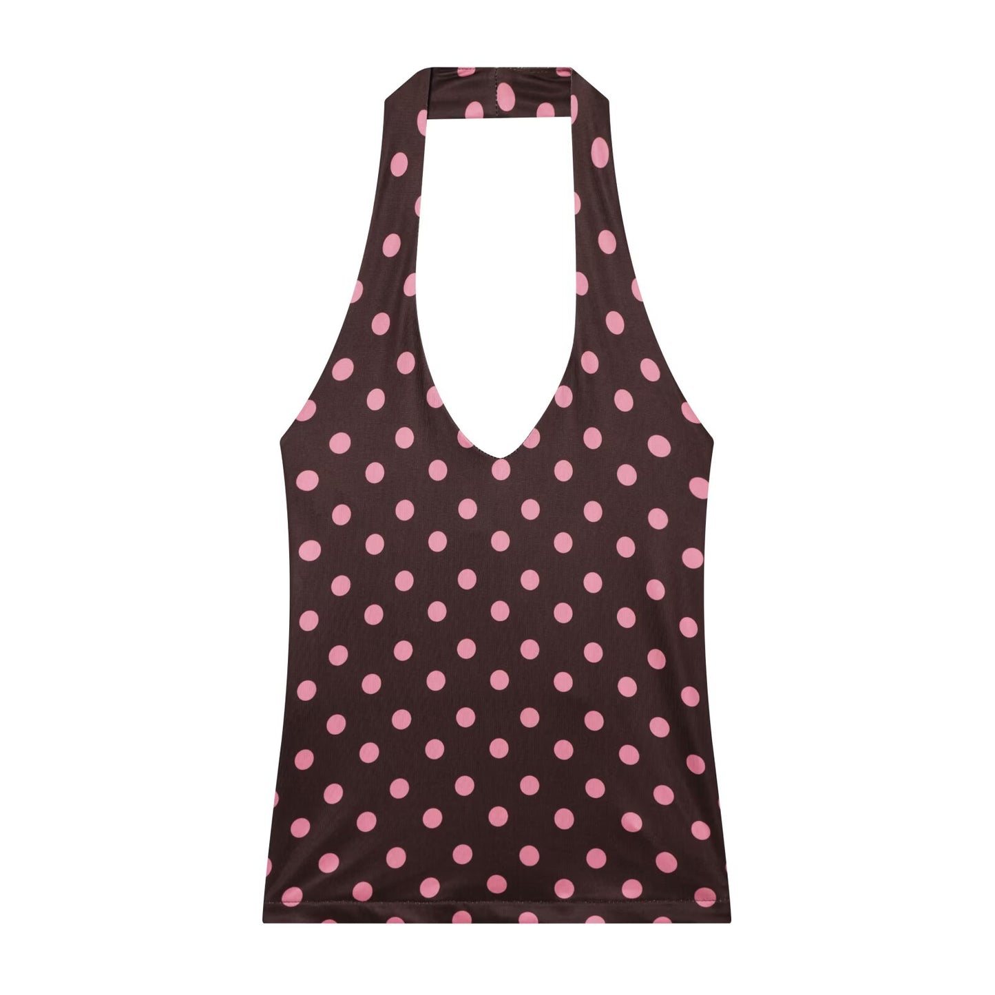 2026 suit Women's 2 pieces polka dot MIDI skirt+Hanging neck top
