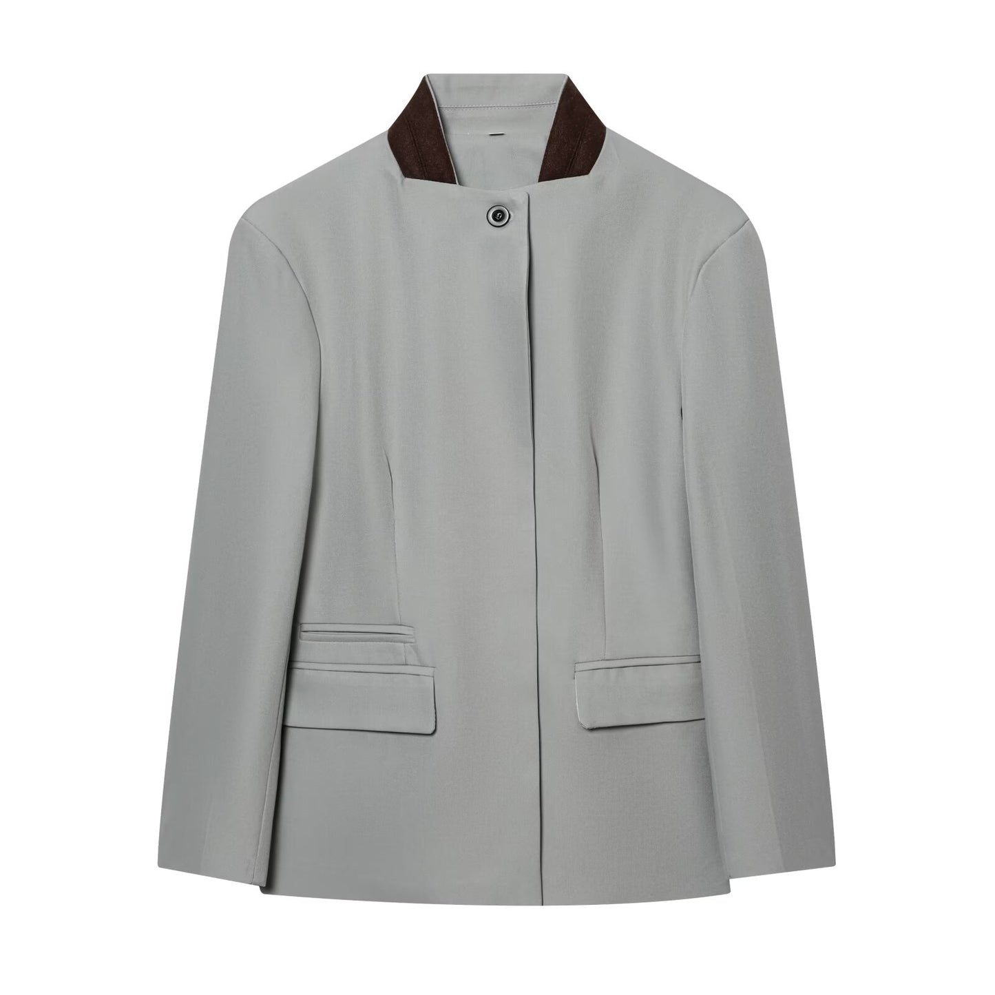 suit Women's 2 pieces long sleeved contrasting collar Blazer Coat +Pants