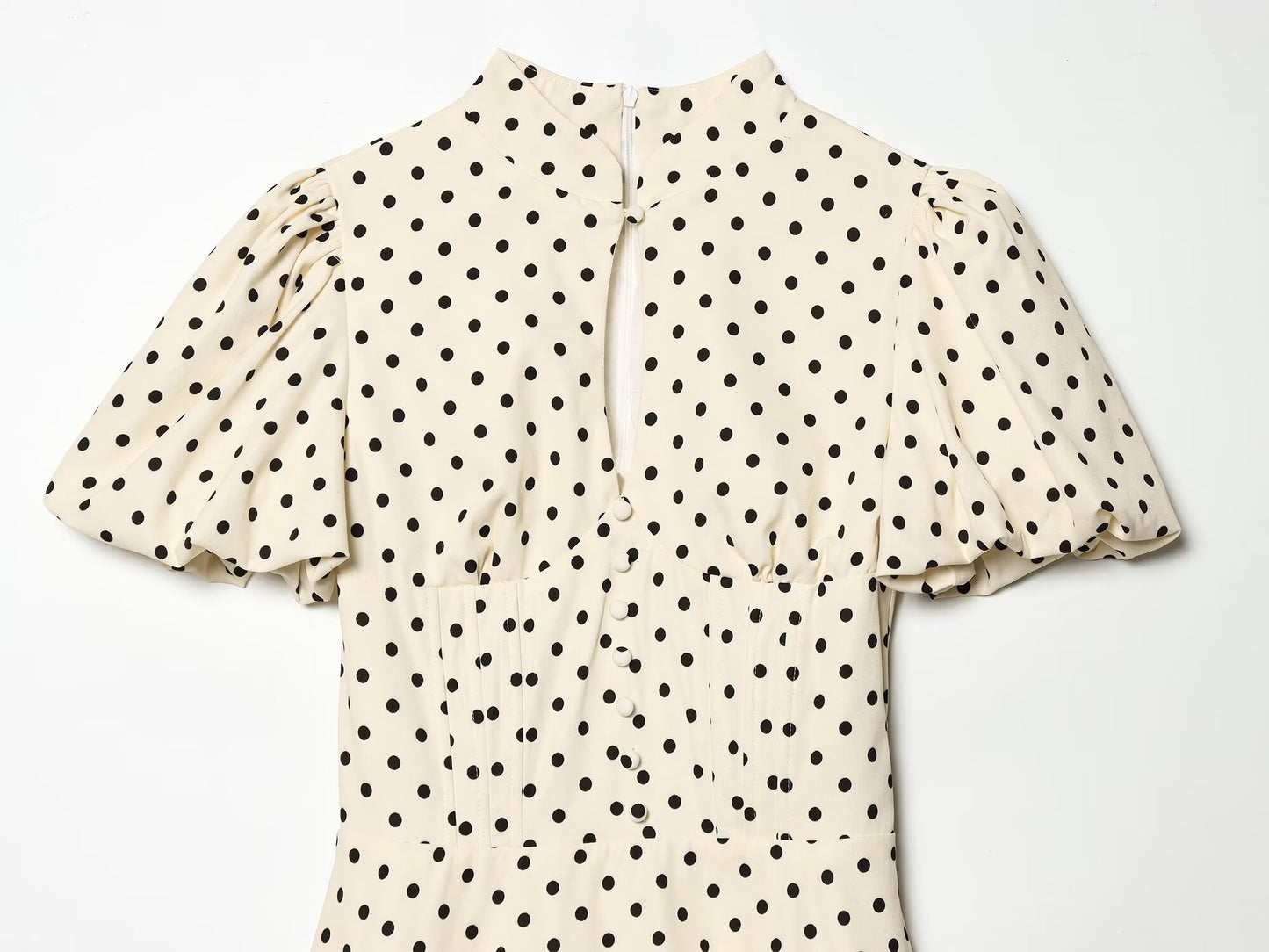 Women's bubble sleeve polka dot dress