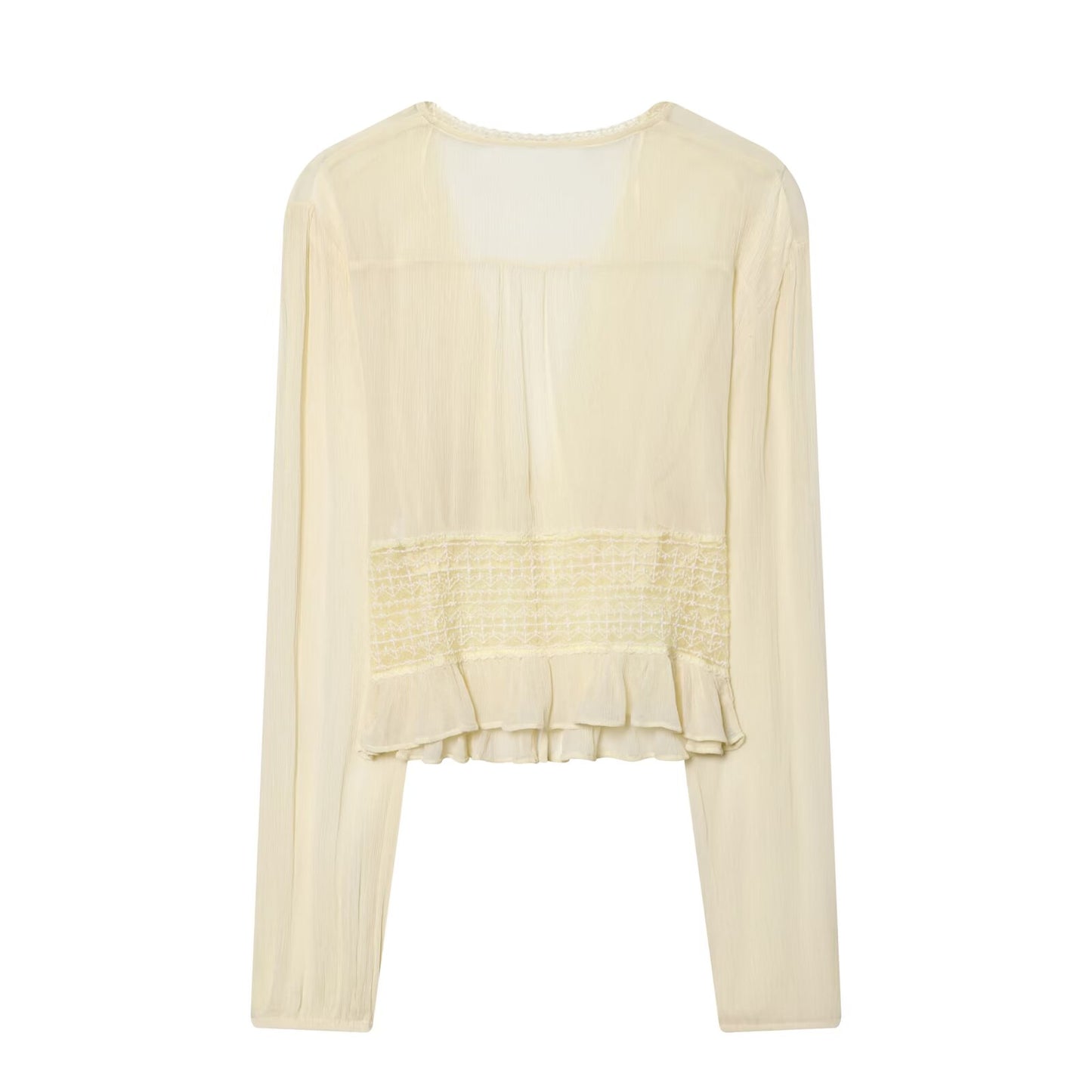 Women's slim V-neck lace chiffon shirt