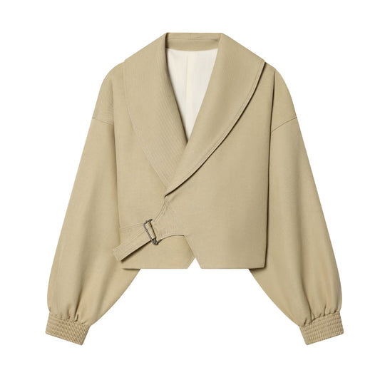 Women's long sleeved lapel short Coat