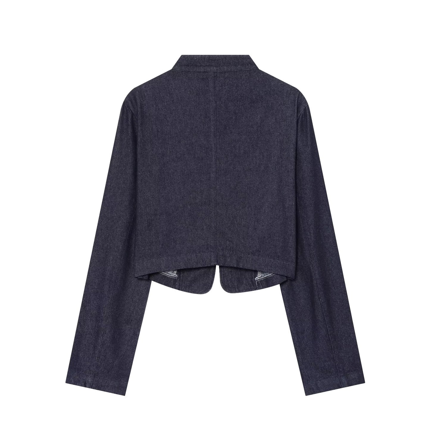 Women's buckle decoration short denim jacket