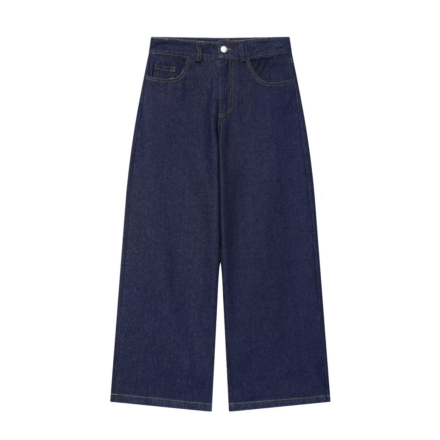 suit Women's 2 pieces comfortable high waisted wide leg jeans+denim shirt