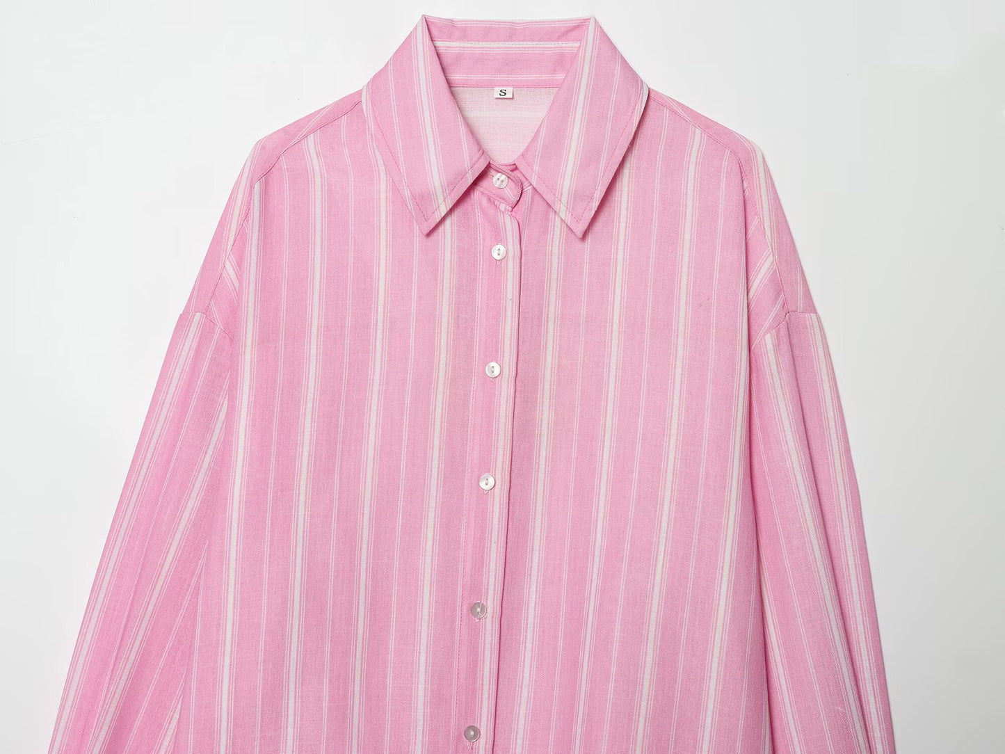 suit Women's 2 pieces loose linen blended striped shirt+Skirts