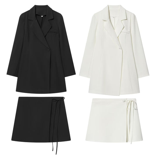 suit Women's 2 pieces waist cinched Blazer style dress+skirt