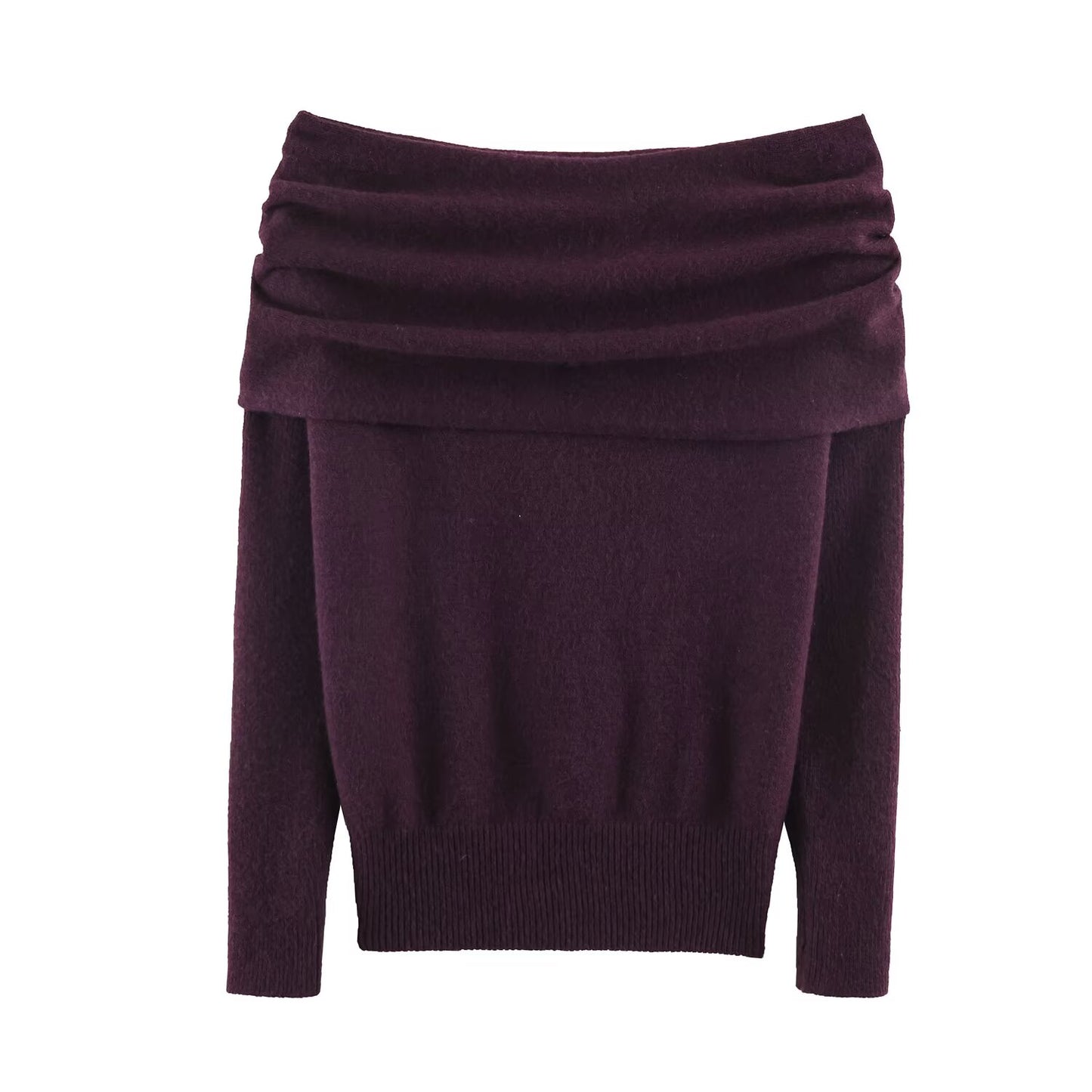 Women's long sleeved off shoulder knitted sweater