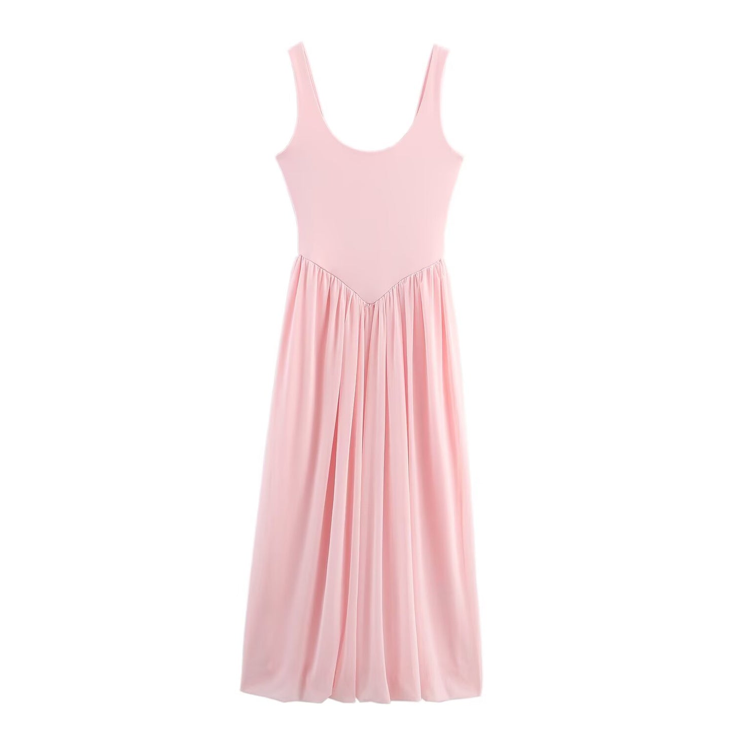 Women's New Fashion Sleeveless tulle Splicing Midi Dress