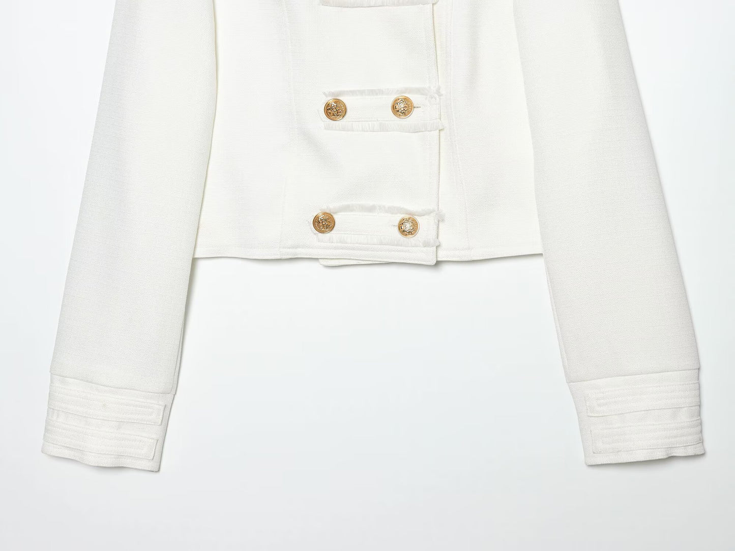 Women's standing collar double breasted short jacket