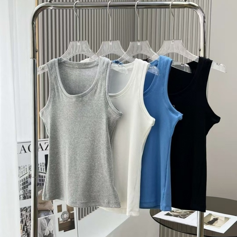 2026 women's new fashion Joker sports embroidery slim threaded vest