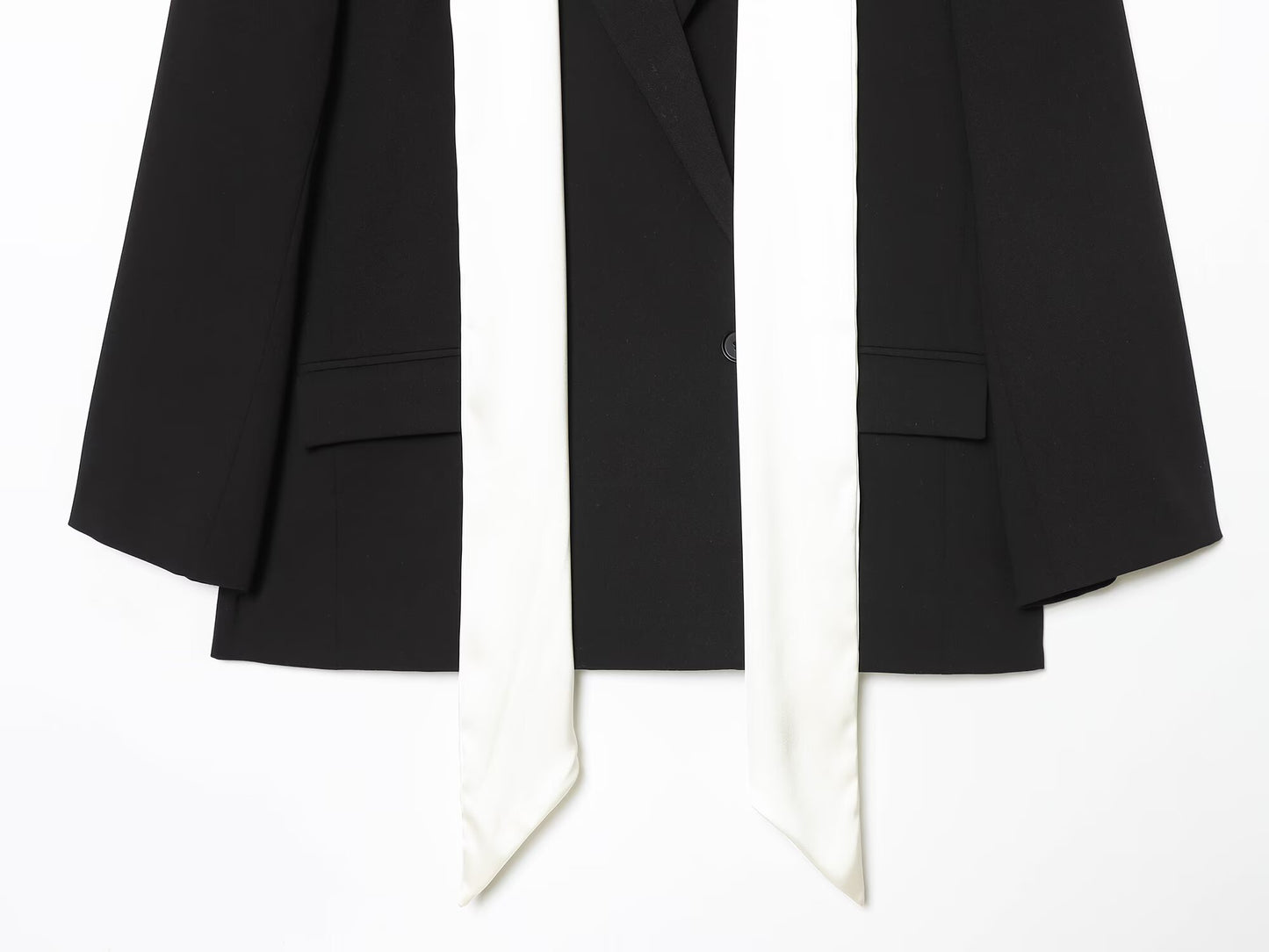 Women's contrasting scarf decoration loose Blazer Coat