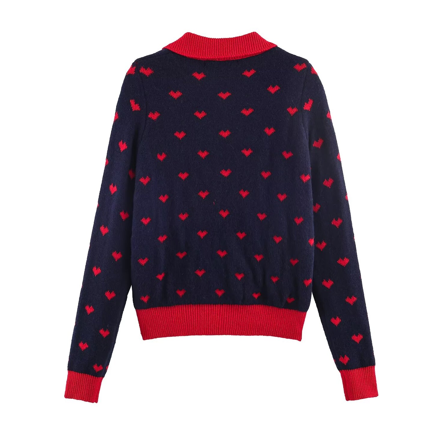 Women's short heart-shaped jacquard knitted Coat