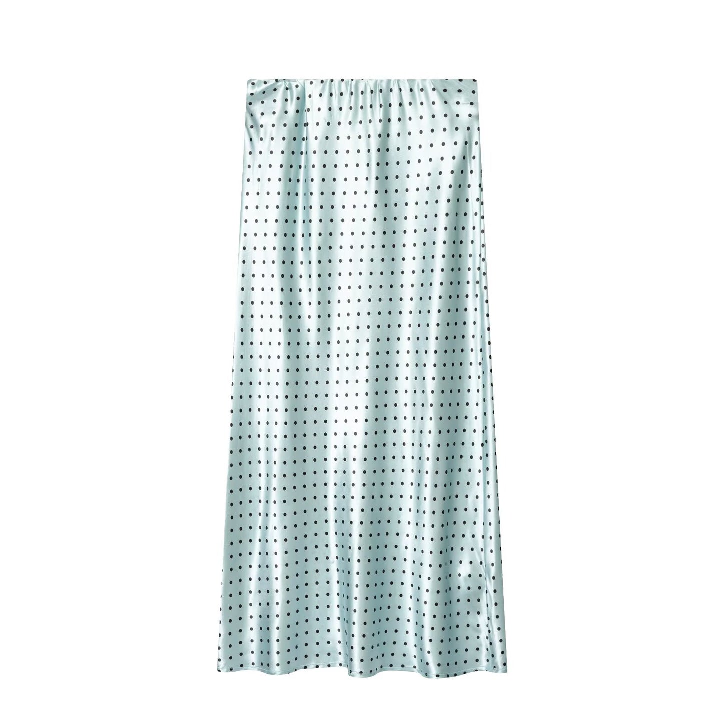 Women's polka dot satin texture MIDI skirt
