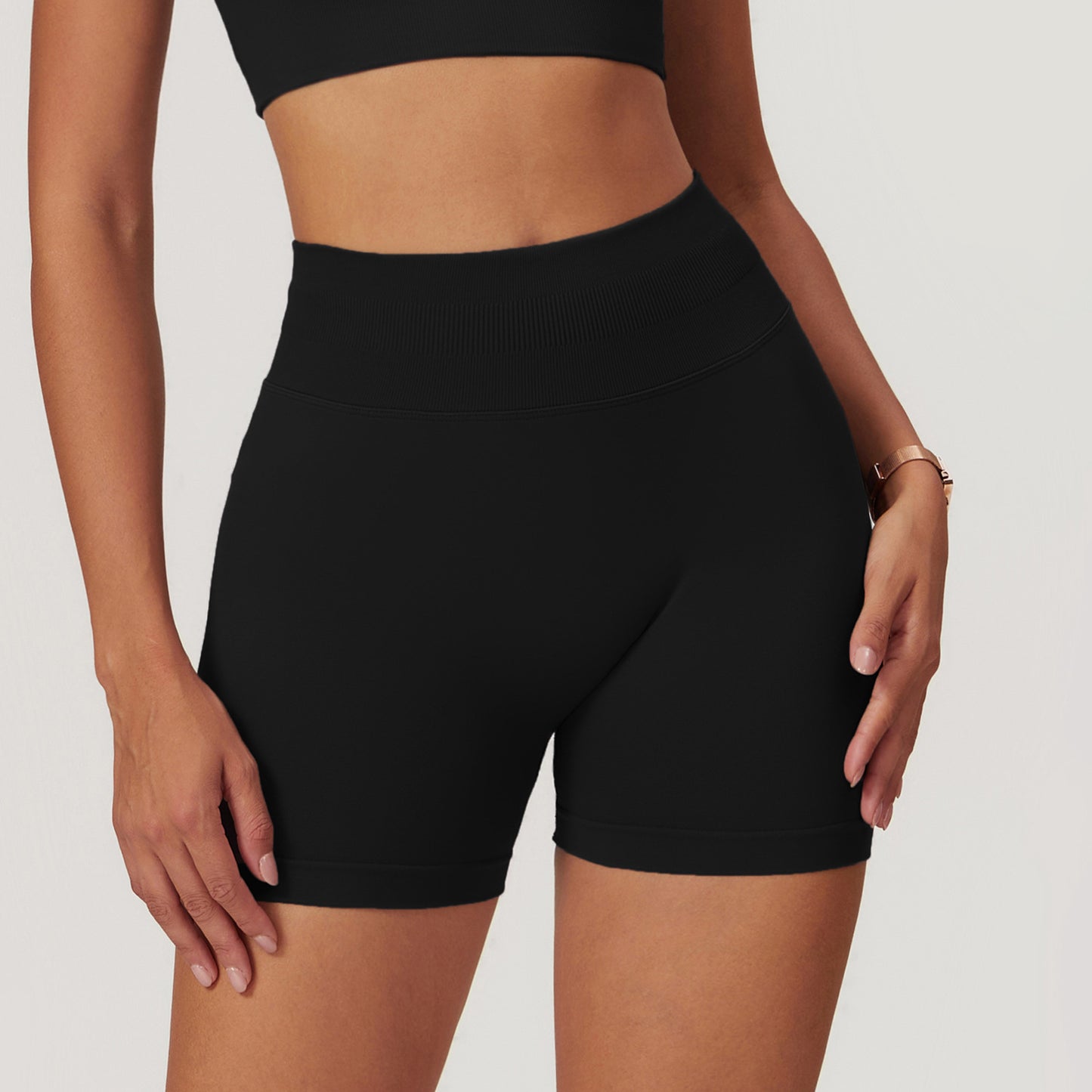 Women's New Fashion Seamless Yoga Breathable Sports Vest Seamless High Waist Yoga Shorts