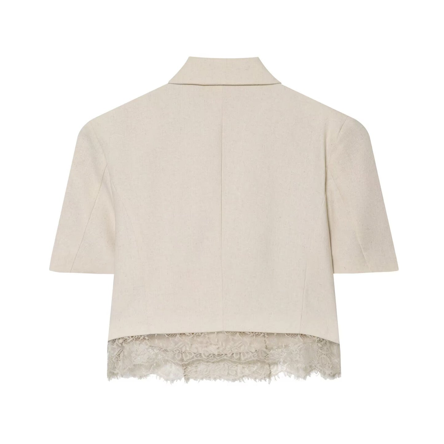 suit Women's 2 pieces lace hem short Blazer Coat+shorts