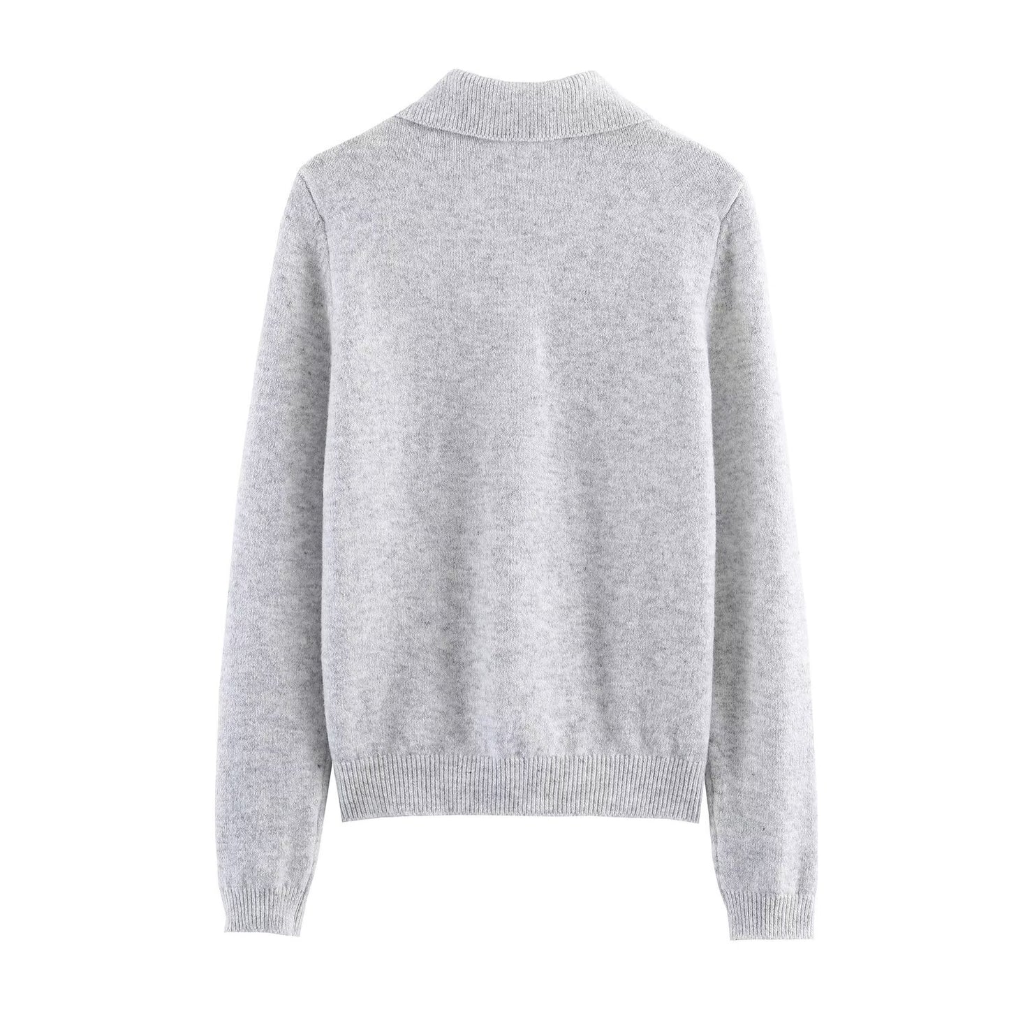 Women's casual long sleeved knitted polo shirt