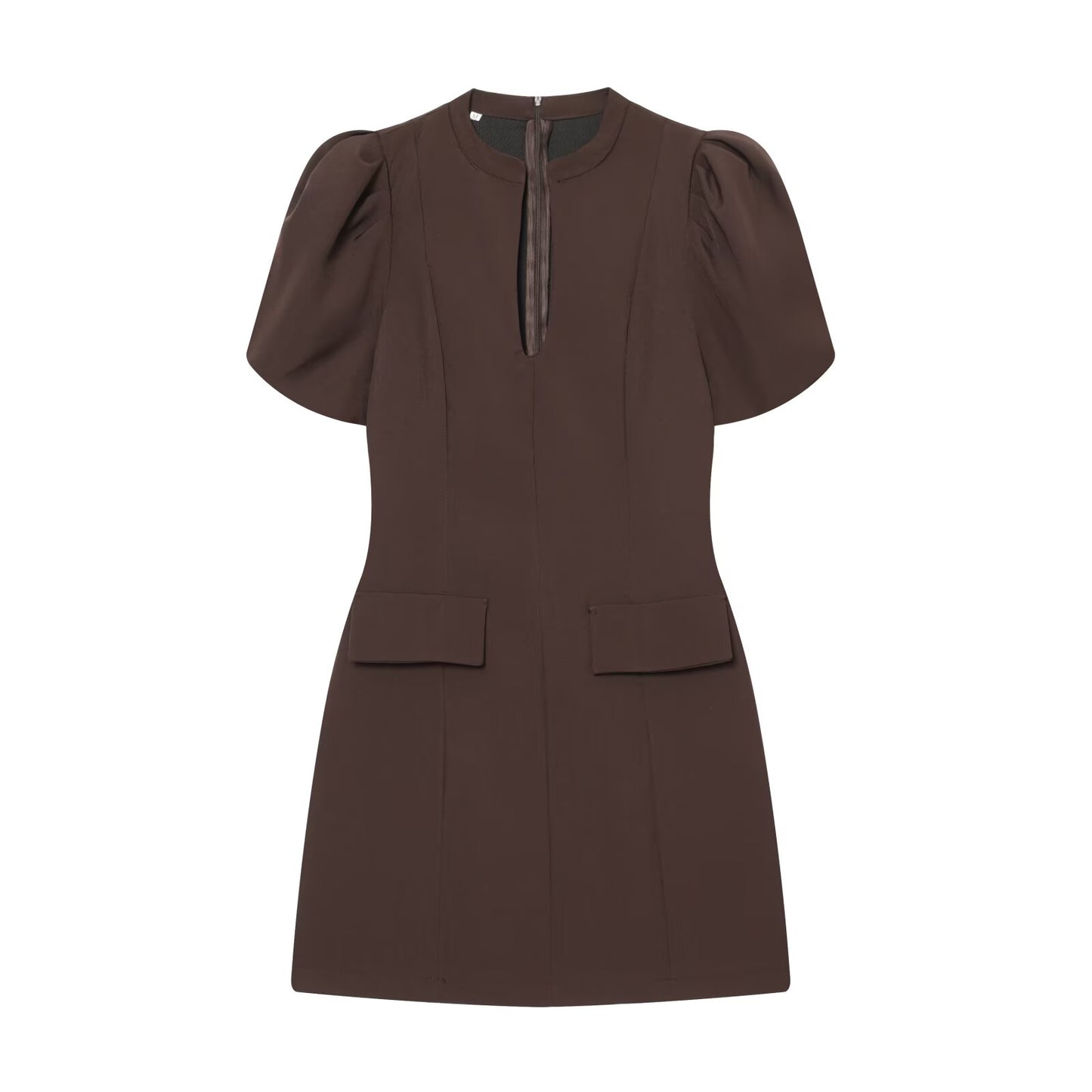 Women's O-Neck bubble sleeve mini dress