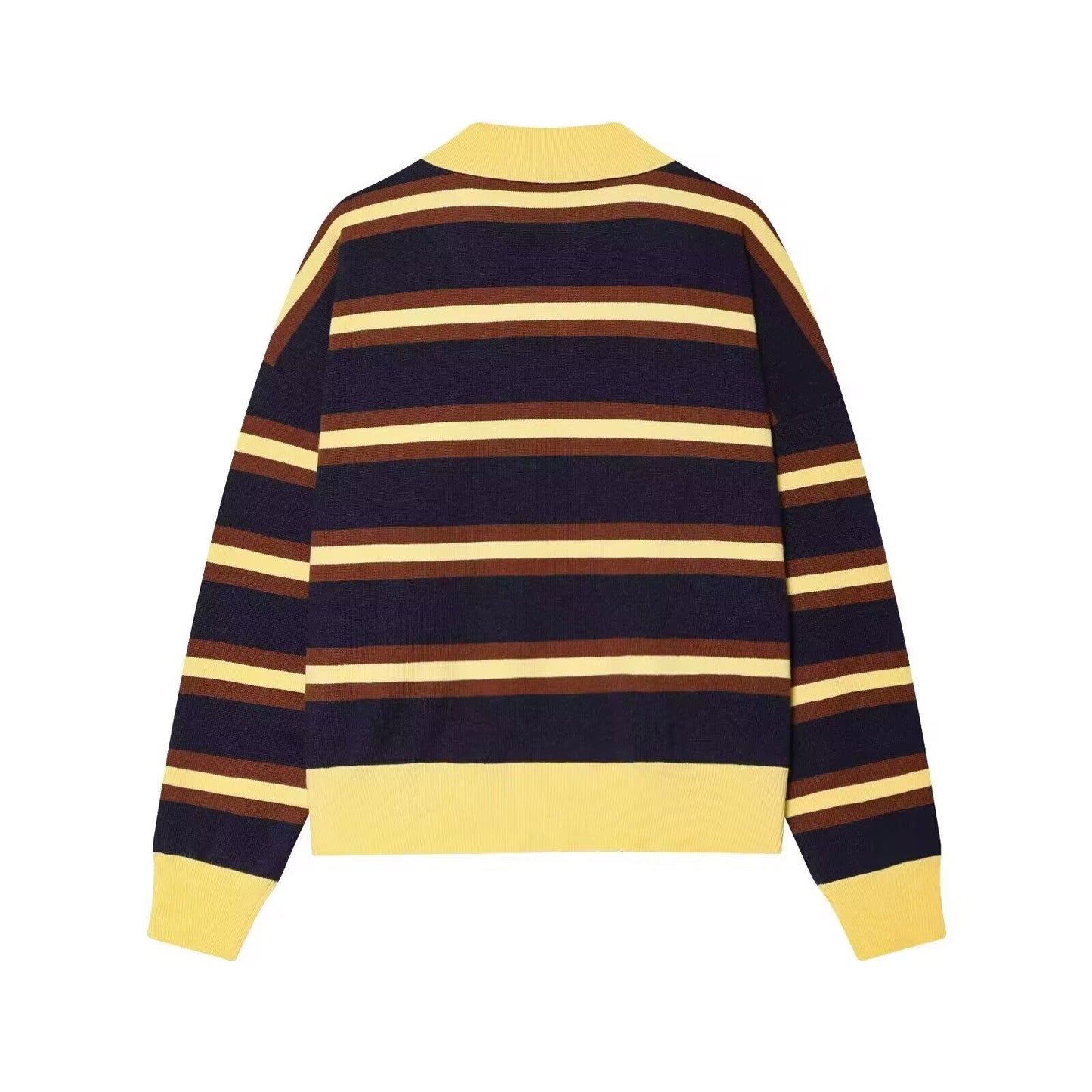 Women's casual striped knitted polo shirt
