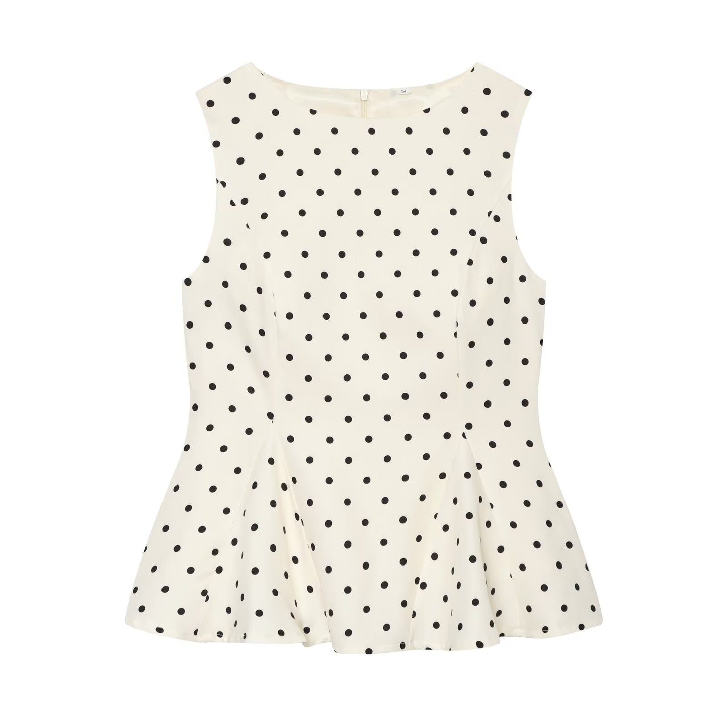 Women's ruffled hem polka dot sleeveless top