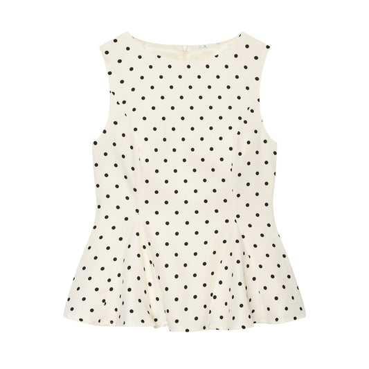 Women's ruffled hem polka dot sleeveless top
