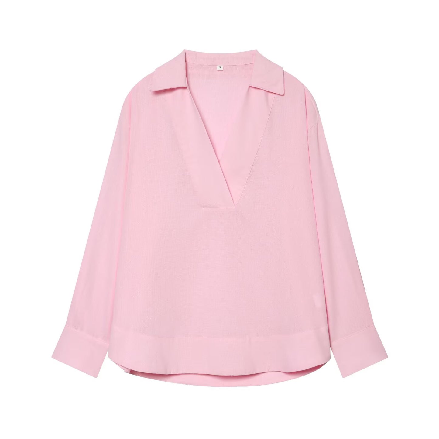 Women's loose Lapel linen blend shirt