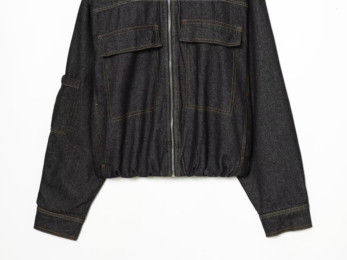 suit Women's 2 pieces standing collar quilted pilot jacket Coat+ jeans