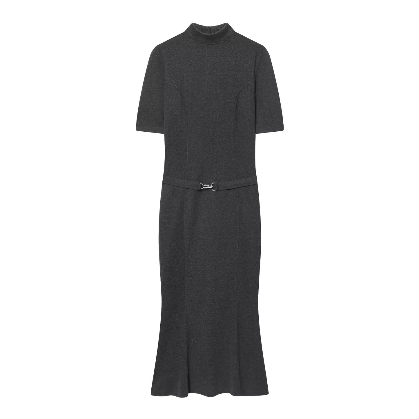 Women's With Belt Soft Texture Short Sleeve Dress
