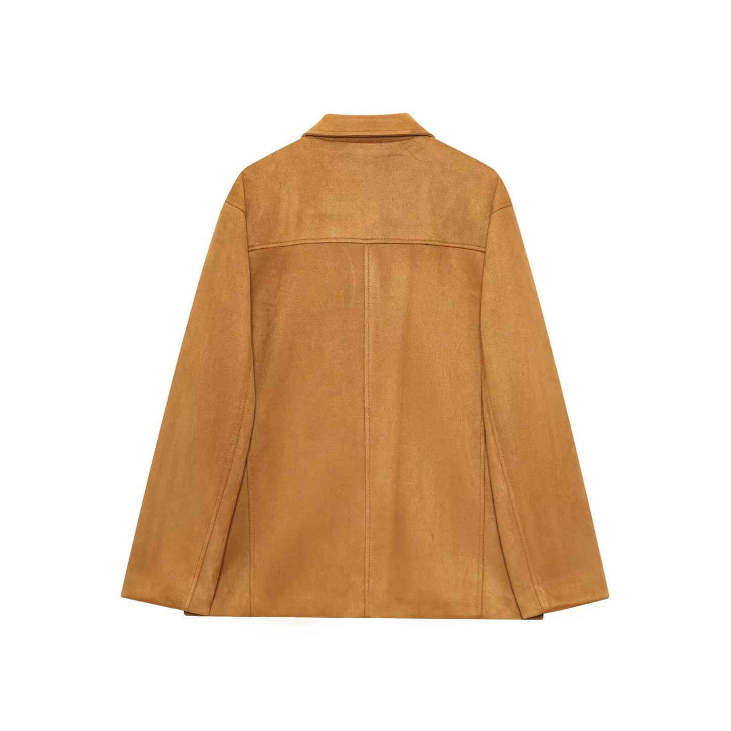 Women's new fashion loose long sleeved suede leather jacket Coat