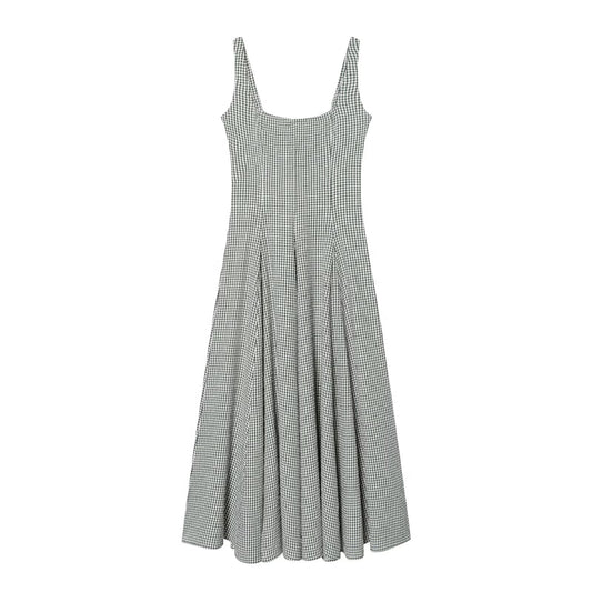 Women's sleeveless plaid MIDI dress