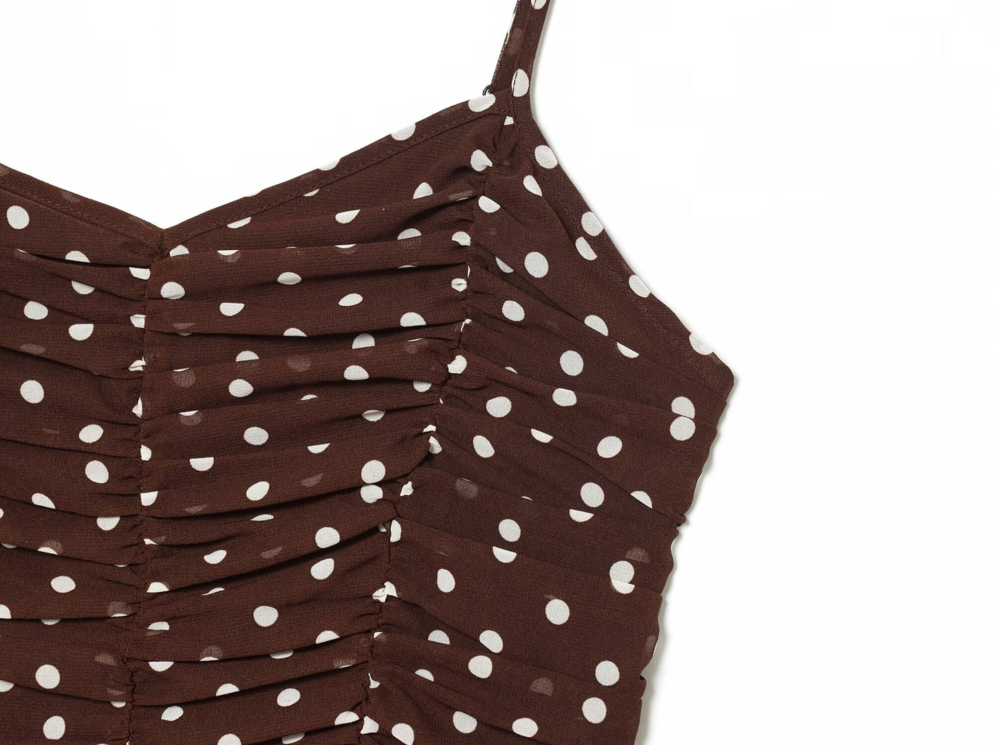 Women's polka dot chiffon suspender MIDI dress
