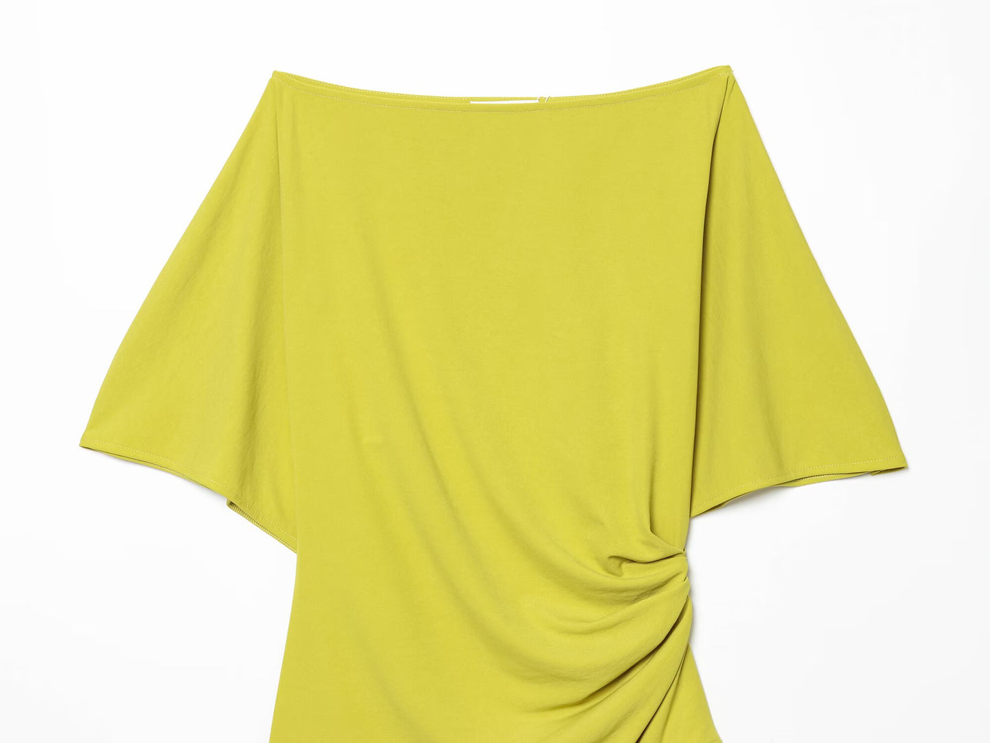 Women's boat neck asymmetrical pleated top