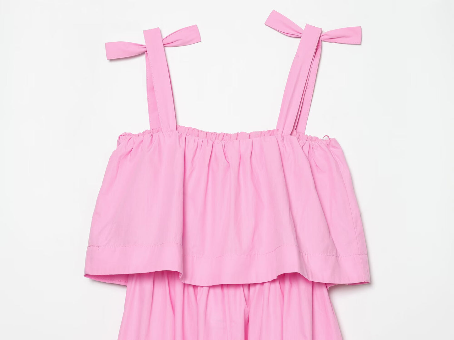 Women's bow decoration poplin MIDI dress