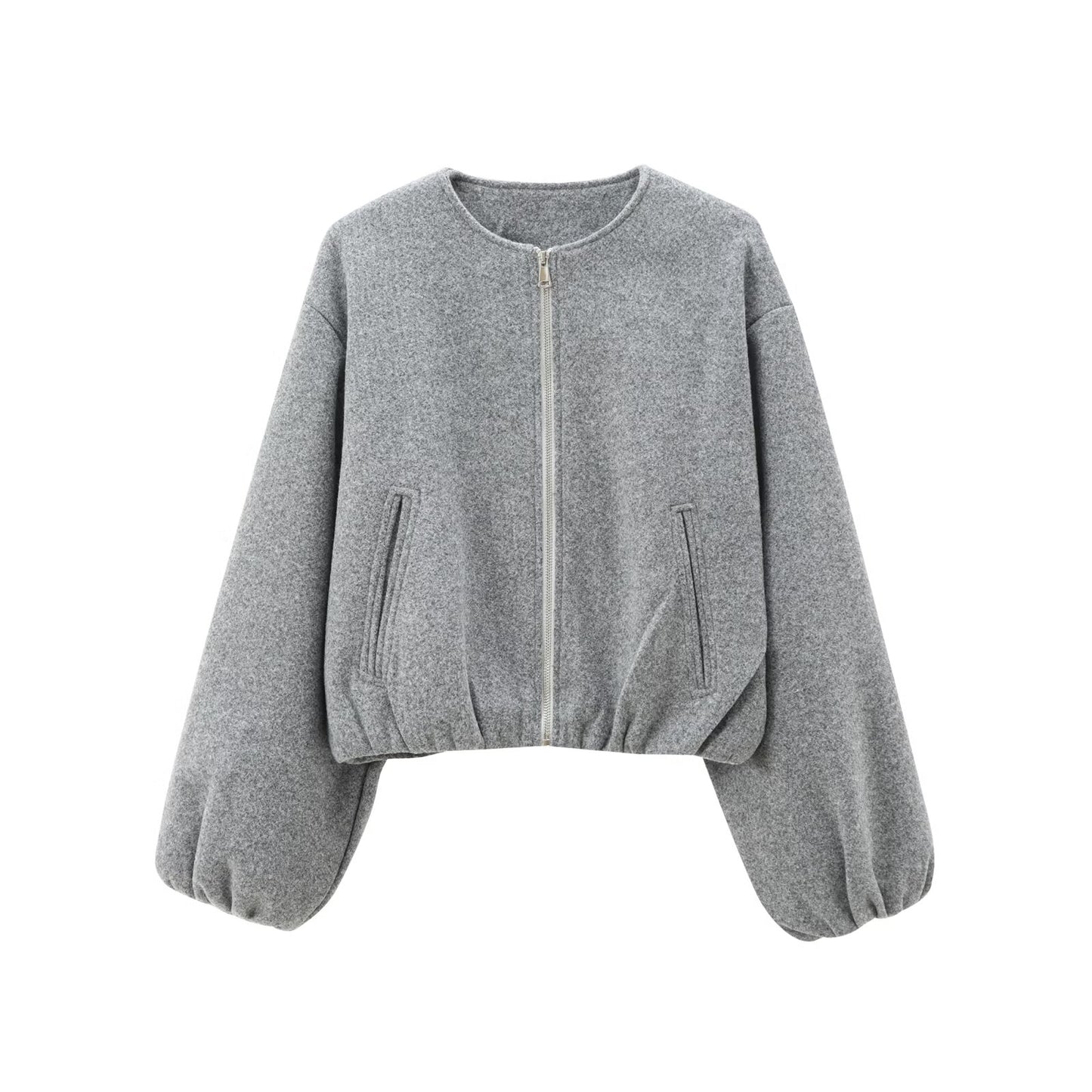 Women's soft textured O Neck pilot jacket Coat