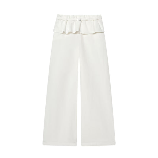 Women's layered waist design casual nylon pants