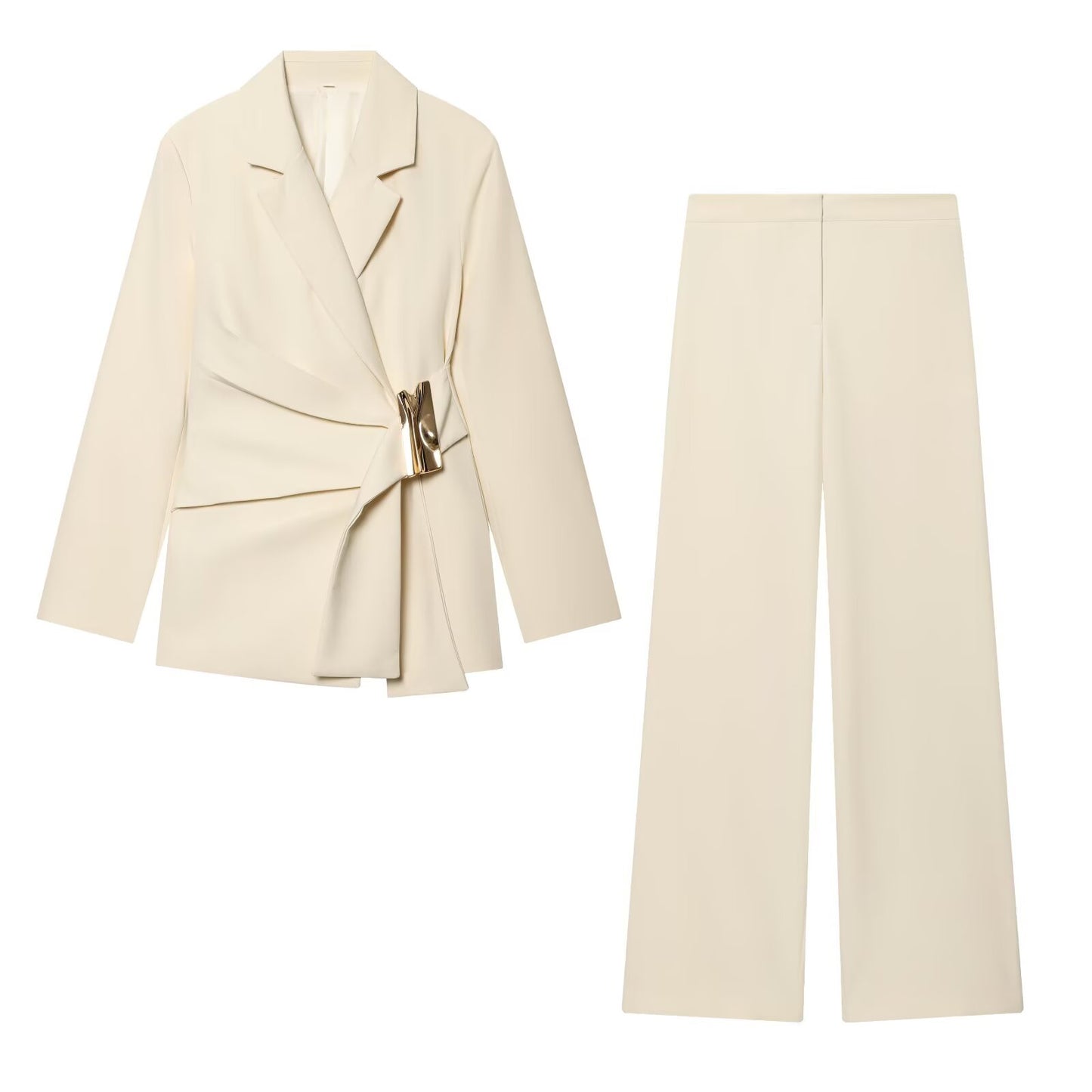suit Women's 2 pieces Metal buckle decoration Blazer Coat +Pants