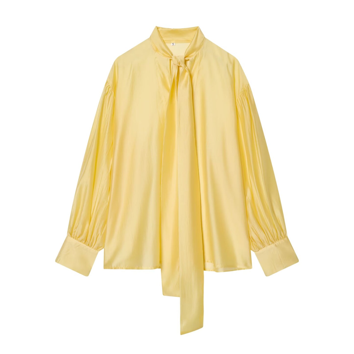 Women's scarf decoration casual satin textured shirt