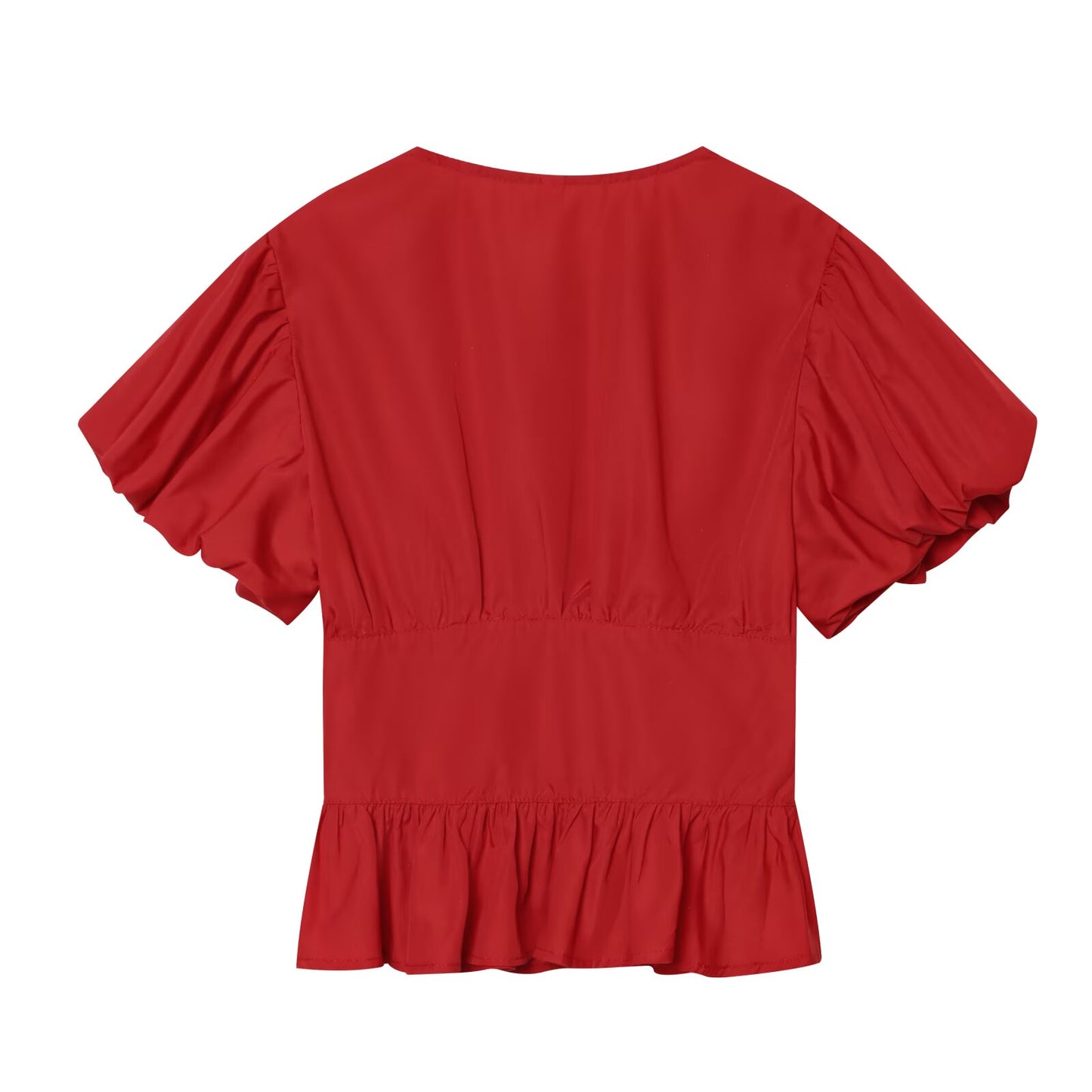 Women's bubble sleeve pleated decorative shirt