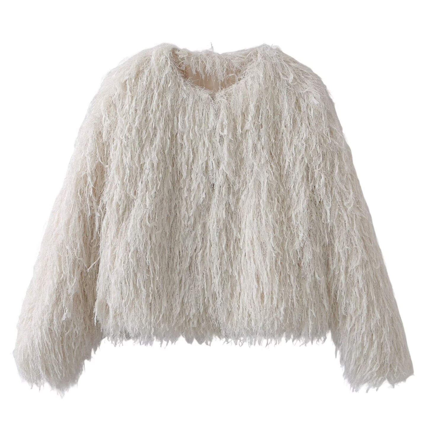 Women's metal Edge decorative short O Neck Coat