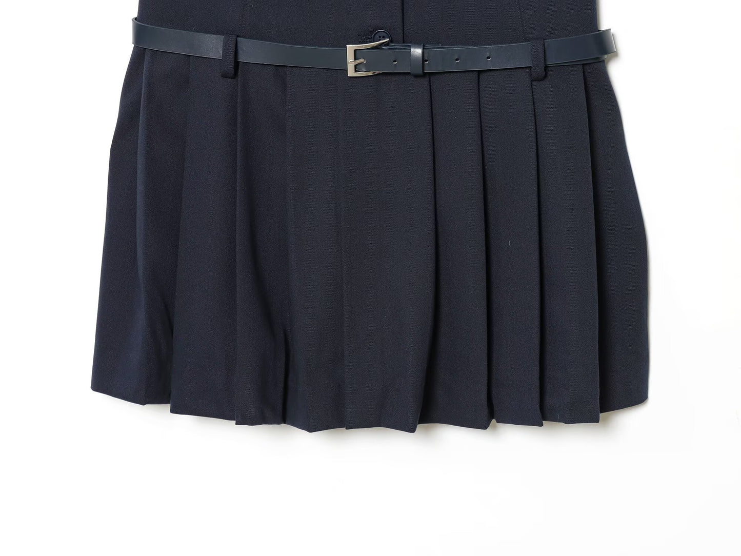 Women's with Belt low waist pleated Blazer dress